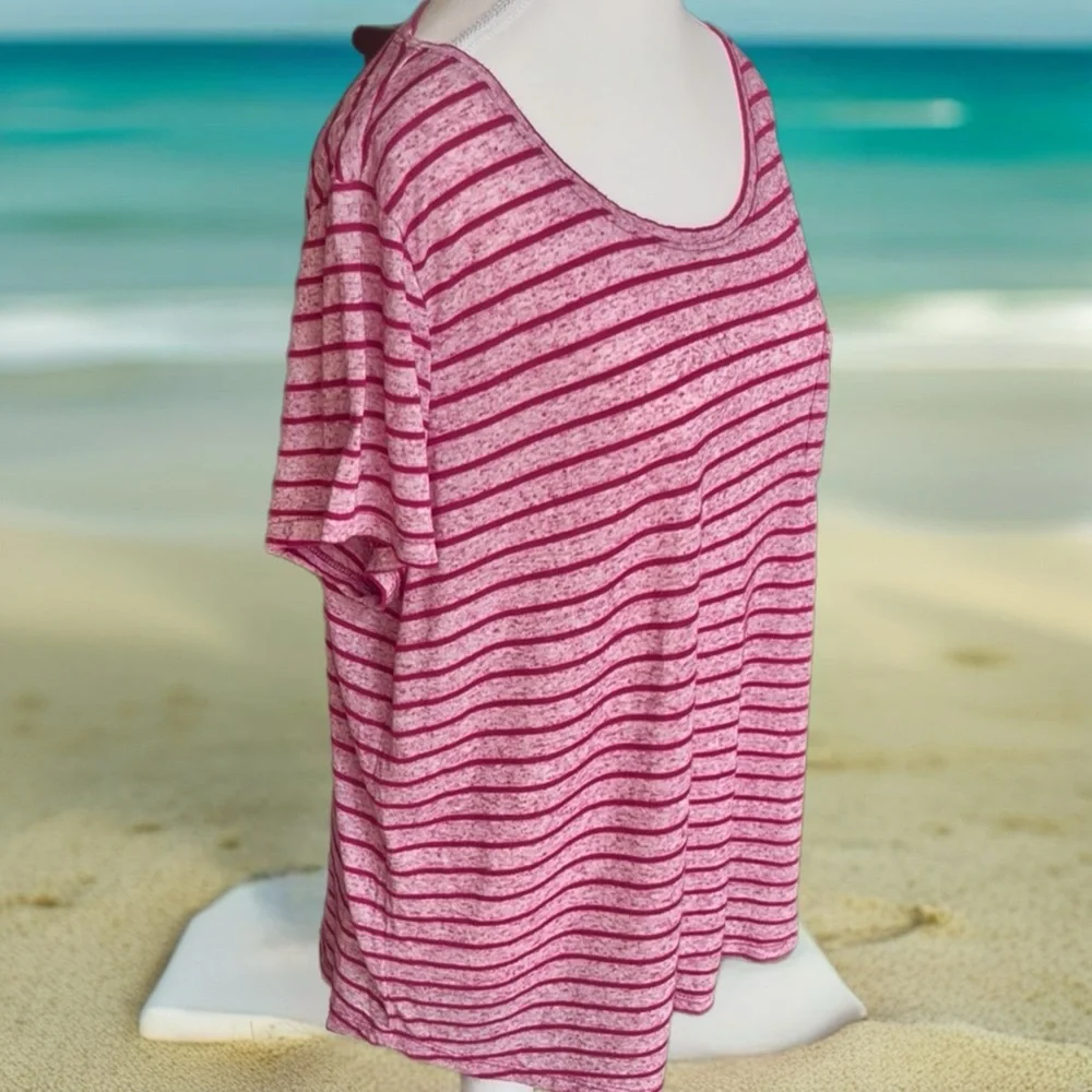SOLD. Pink Striped Women's Top - Picture 6 of 8
